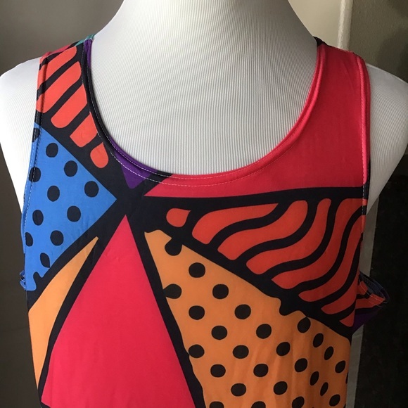 LAST 1! LARGE ONLY! Vintage Getonfleek Tank Top Abstract Pop Art Mod Streetwear - Picture 10 of 13